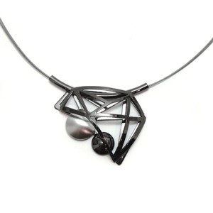 Black Rhodium 'Web' Design Necklace